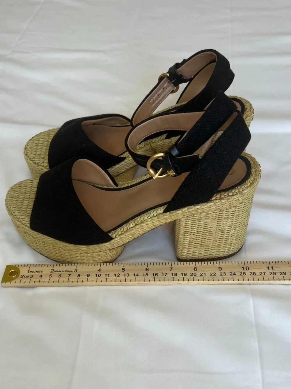 Sam Edelman Immie Platform Heels Espadrille Black Sandals Black Size 10